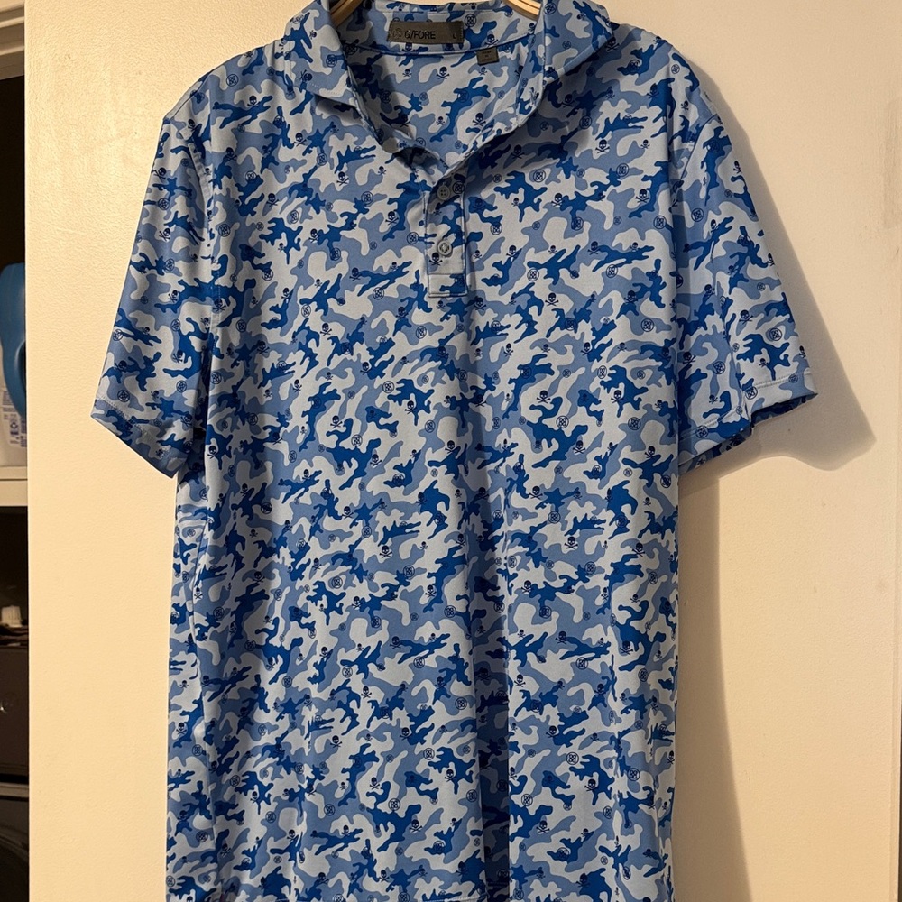 G/FORE Blue Camo Performance Polo